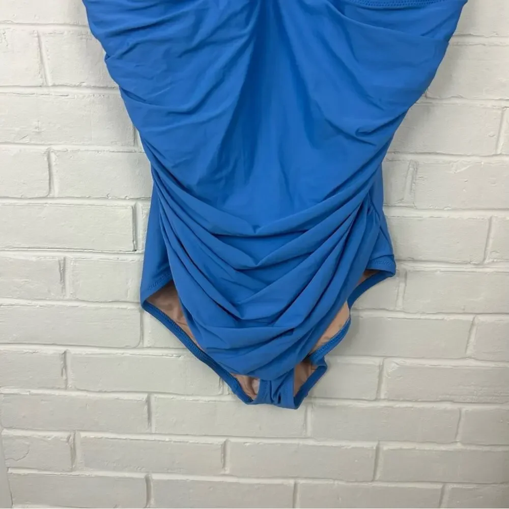 NWT J.Crew Ruched Femme Blue Padded One Piece Swimsuit Size 18